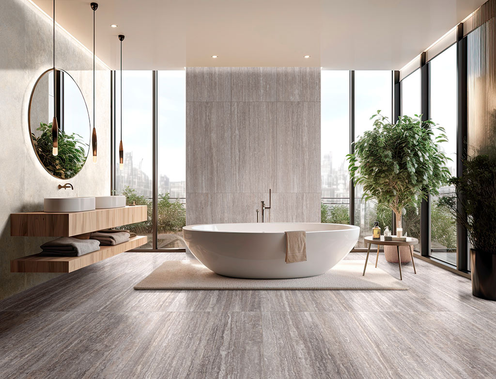 Ragno Realstone_Travertino Modern fürdőszoba 